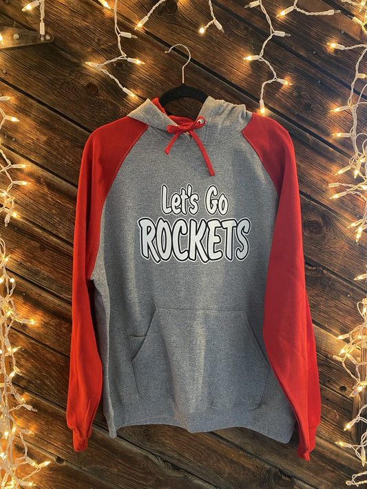 Let's Go Rockets Baseball Style Hooded Sweatshirt